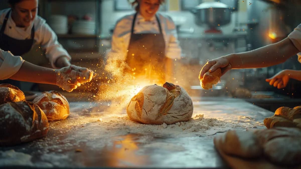 A group of happy attendees at a sourdough workshop